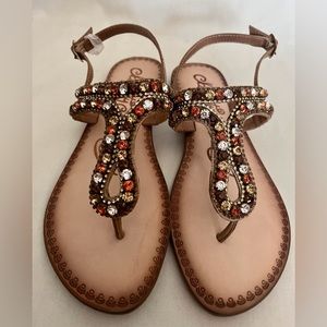 Naughty Monkey Rhinestone Leather Sandal